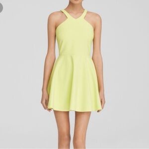 Elizabeth & James neon yellow bright mini skater dress 6